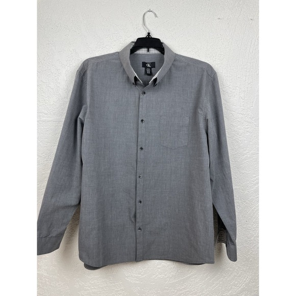 Calvin Klein Shirt Mens XL Gray Long‎ Sleeve Button Down Casual Work Dress - Picture 2 of 10